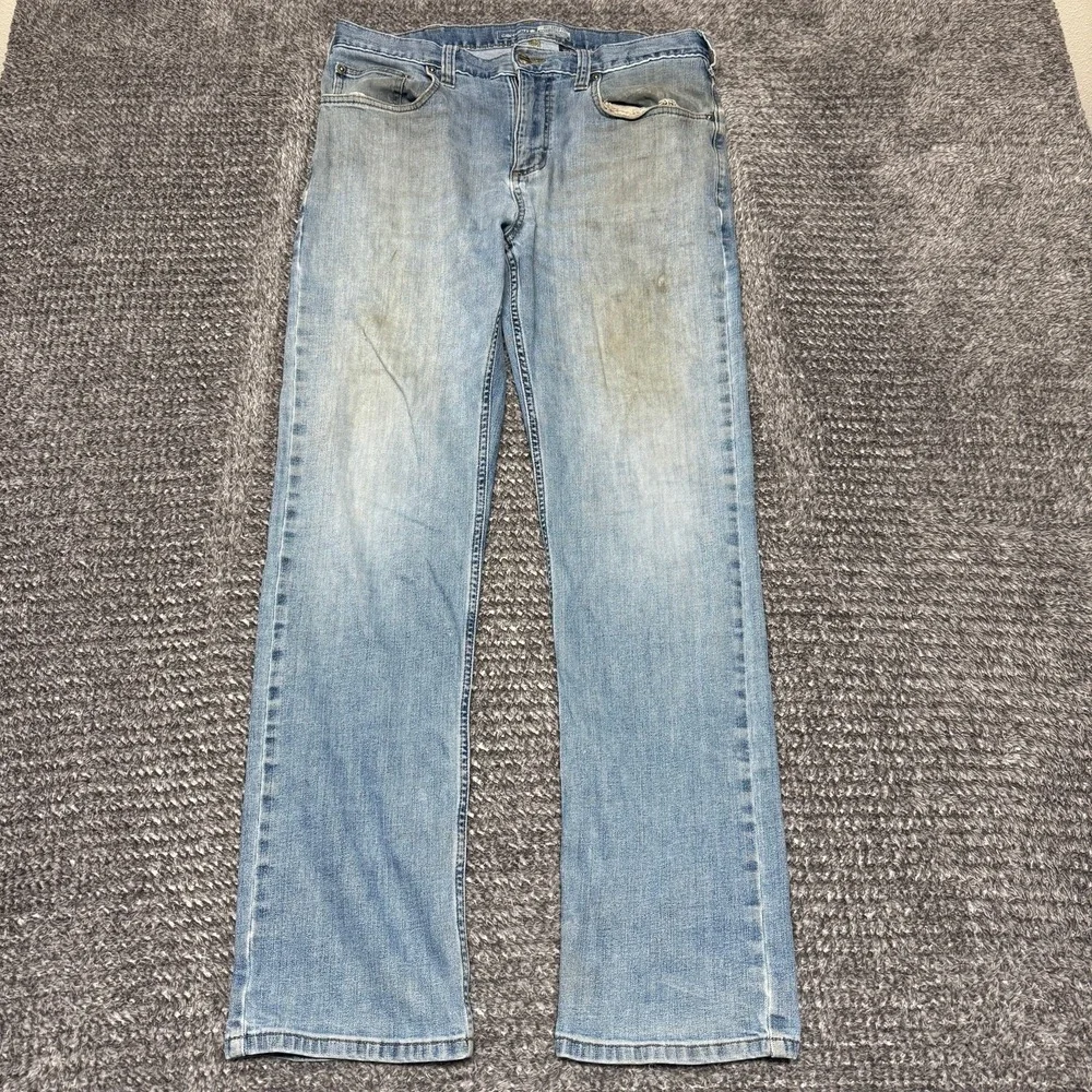 Carhartt Mens‎ Jeans 33x32 Light Wash Blue Relaxed Fit Denim Workwear